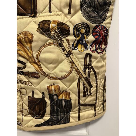 Lauren Ralph Lauren Equestrian Horse Print Quilted Vest XL Preppy Riding - Picture 2 of 11